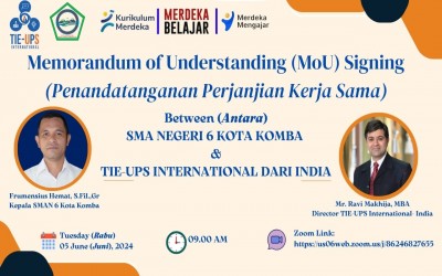 Kerjasama Strategis: SMAN 6 Kota Komba Jalin MoU dengan TIE UPS International- India